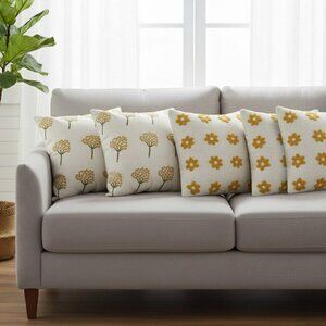 SOGA 5PC Sunny Dandelion Print & Retro Daisy Chain Decorative Pillow Cover Set